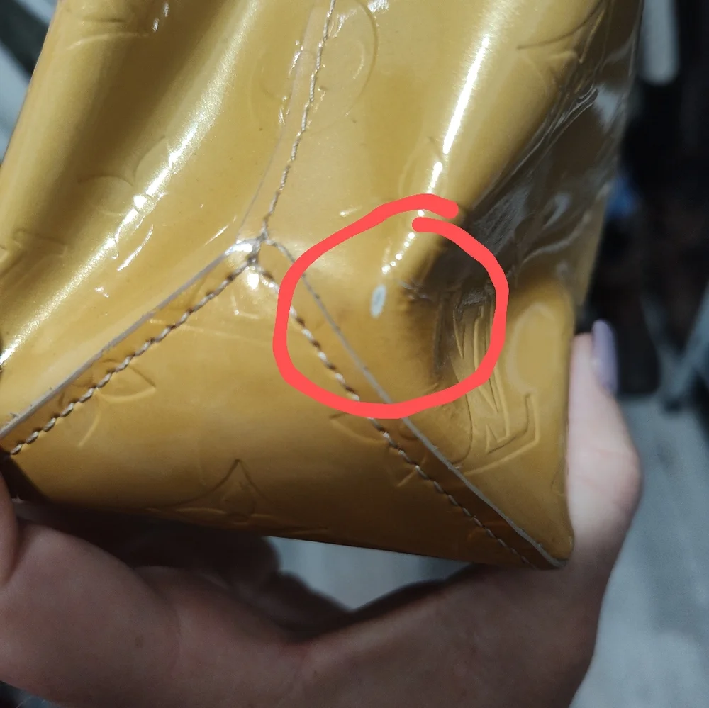 Louis Vuitton Yellow Patent Monogram Tote with Tan Handles - Picture 4 of 6